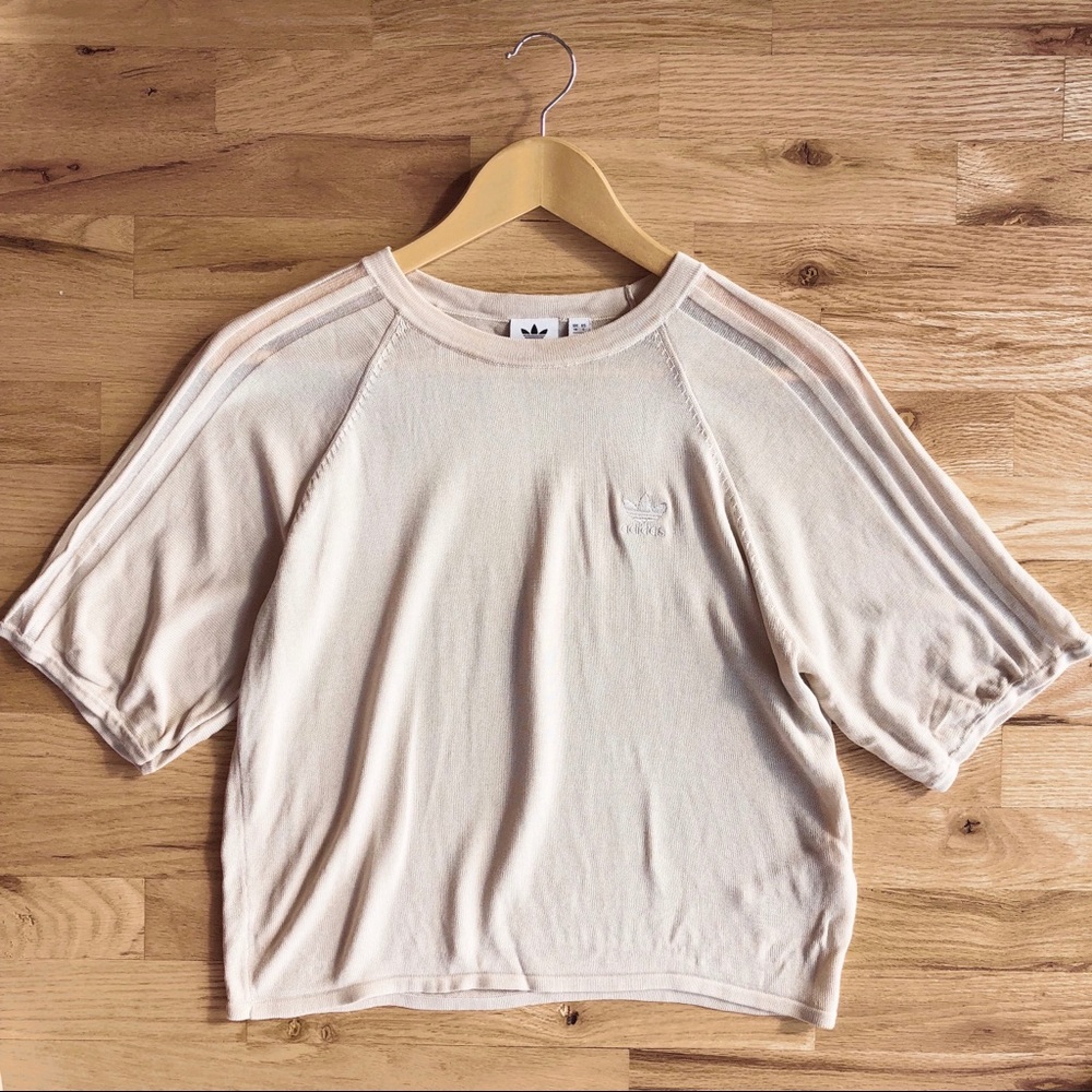RARE ADIDAS sheer stripe crop top ⭐️